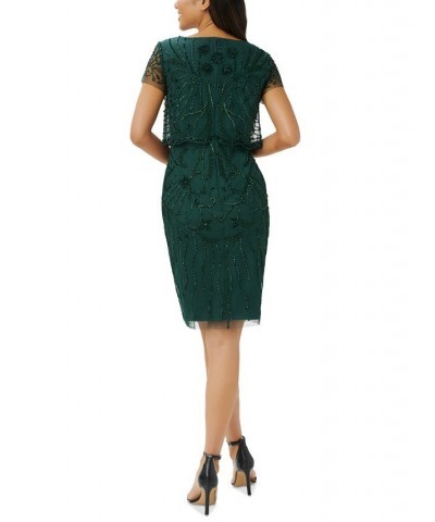 Petite Beaded Boat-Neck Sheath Dress Dusty Emerald $87.78 Dresses