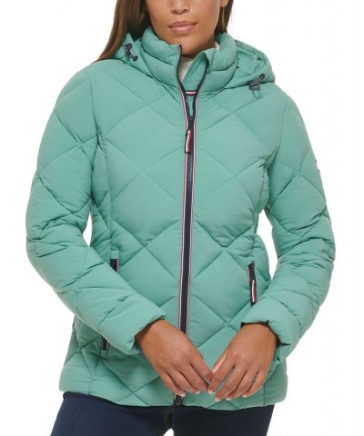 Women's Quilted Hooded Packable Puffer Coat Green $48.10 Coats