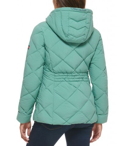 Women's Quilted Hooded Packable Puffer Coat Green $48.10 Coats