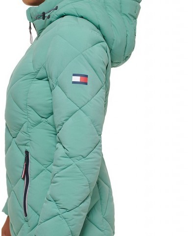 Women's Quilted Hooded Packable Puffer Coat Green $48.10 Coats