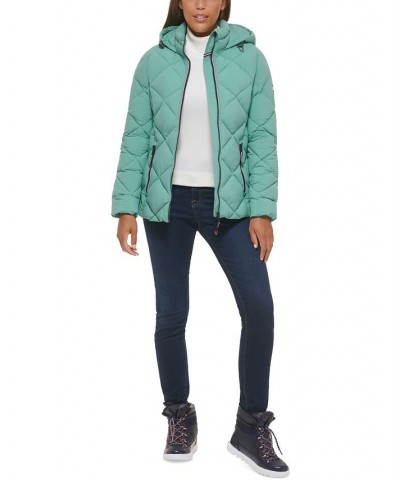 Women's Quilted Hooded Packable Puffer Coat Green $48.10 Coats