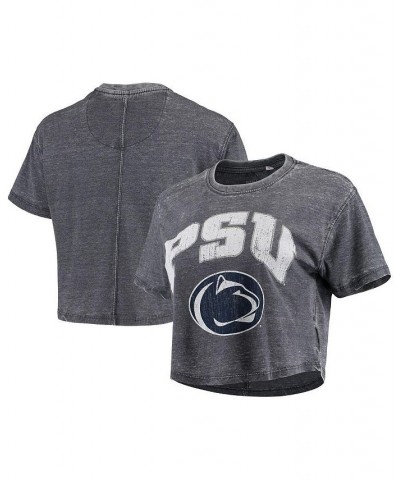 Women's Navy Penn State Nittany Lions Edith Vintage-Like Burnout Crop T-shirt Navy $18.00 Tops