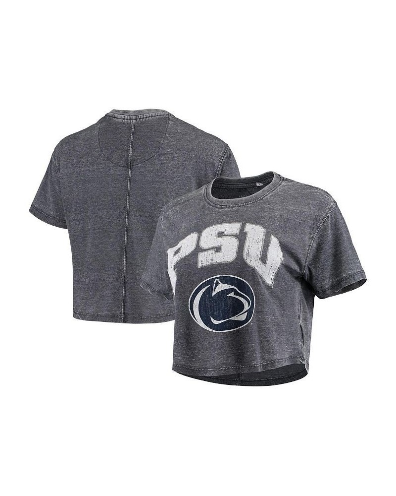 Women's Navy Penn State Nittany Lions Edith Vintage-Like Burnout Crop T-shirt Navy $18.00 Tops