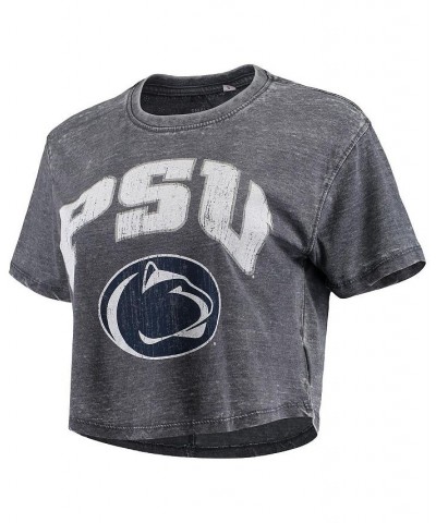 Women's Navy Penn State Nittany Lions Edith Vintage-Like Burnout Crop T-shirt Navy $18.00 Tops