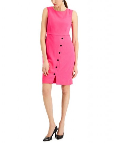 Petite Snap-Front Sheath Dress Pink $25.99 Dresses