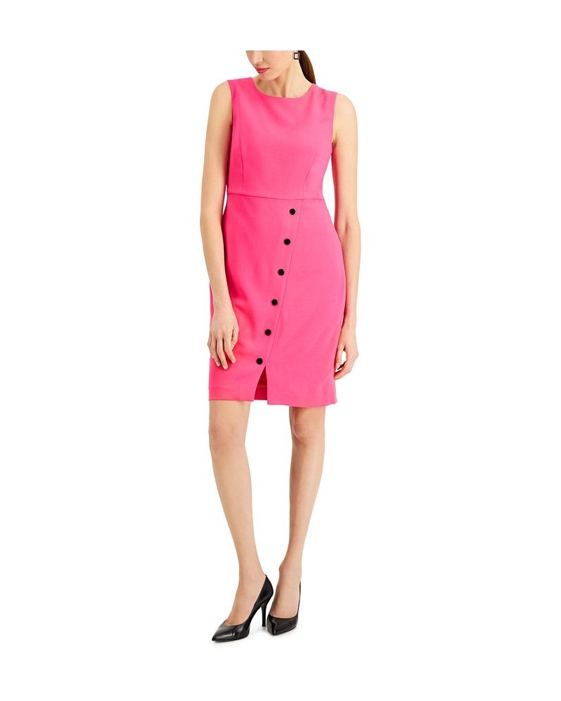 Petite Snap-Front Sheath Dress Pink $25.99 Dresses