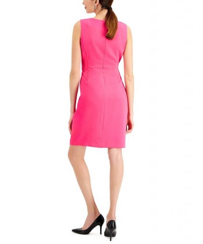 Petite Snap-Front Sheath Dress Pink $25.99 Dresses