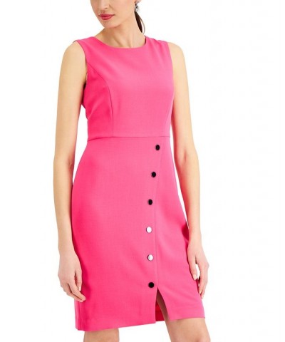 Petite Snap-Front Sheath Dress Pink $25.99 Dresses