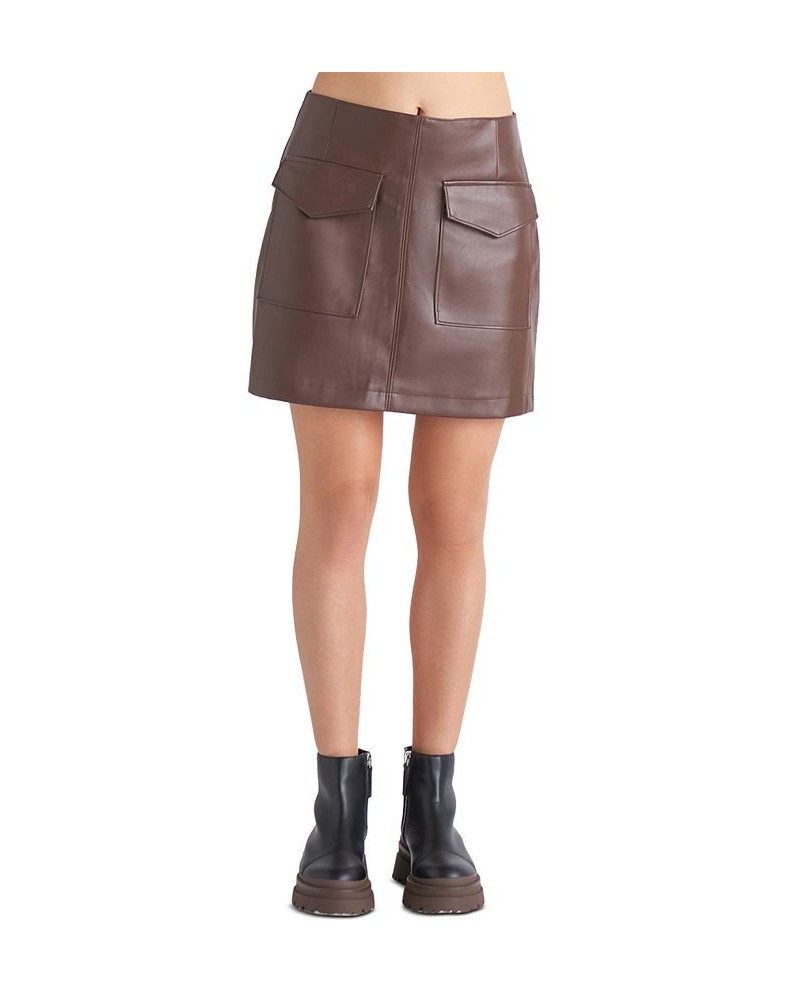 Women's Faux-Leather Mini Skirt Rustic Brown $31.86 Skirts