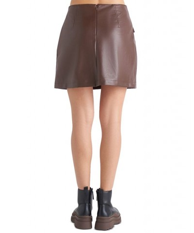 Women's Faux-Leather Mini Skirt Rustic Brown $31.86 Skirts