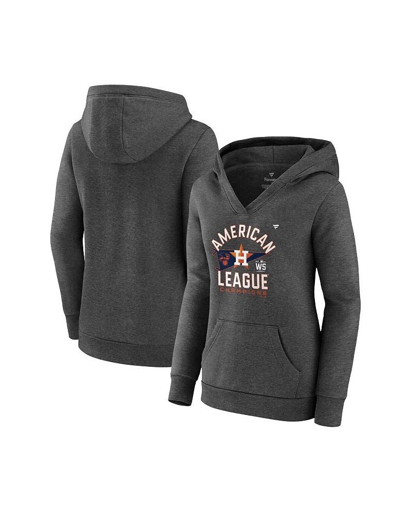 Women's Houston Astros 2021 American League Champions Locker Room Plus Size Crossover Neck Pullover Hoodie Charcoal $26.40 Sw...