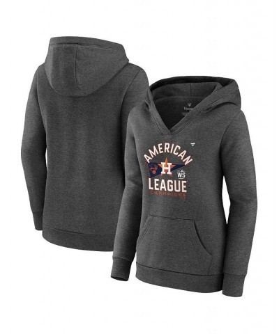 Women's Houston Astros 2021 American League Champions Locker Room Plus Size Crossover Neck Pullover Hoodie Charcoal $26.40 Sw...