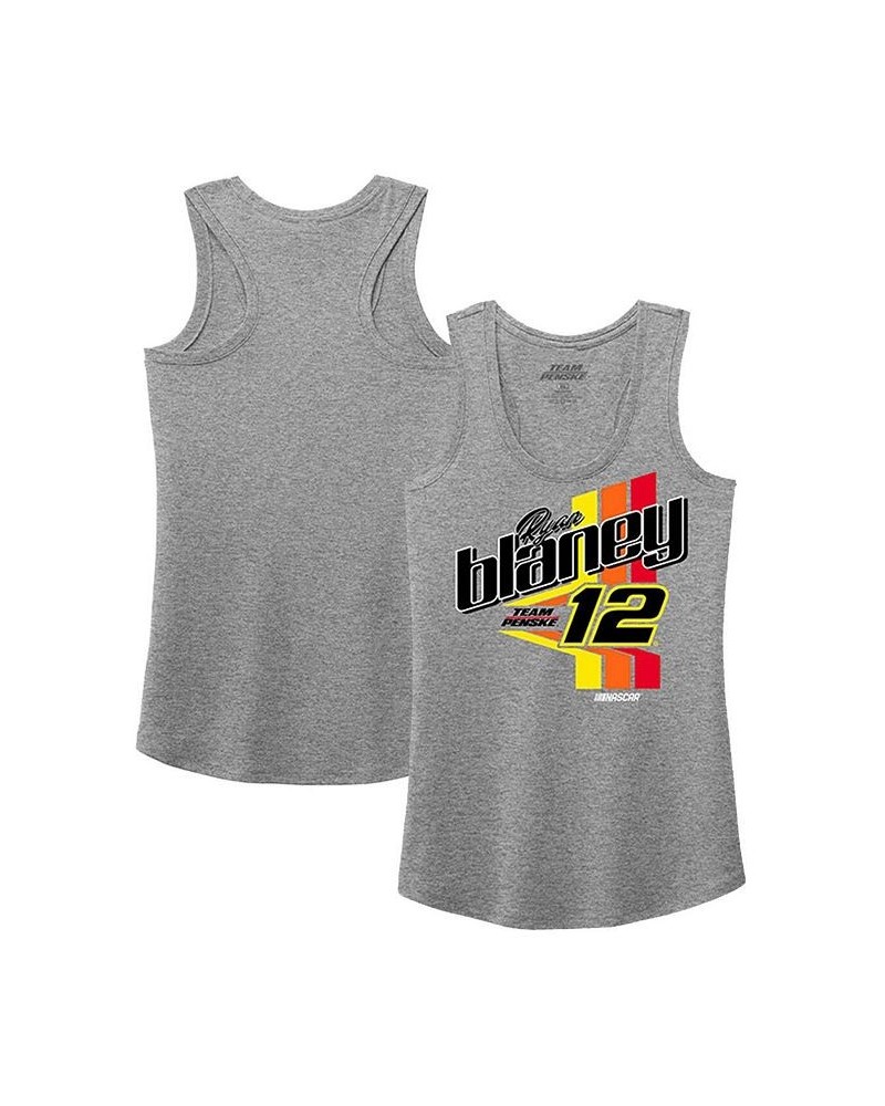 Women's Heather Gray Ryan Blaney Racerback Tank Top Heather Gray $24.77 Tops