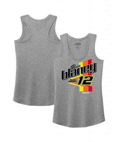 Women's Heather Gray Ryan Blaney Racerback Tank Top Heather Gray $24.77 Tops