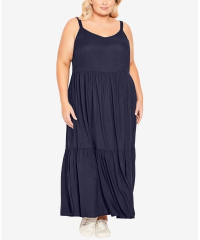 Plus Size Three Tier Dress Blue $28.04 Dresses