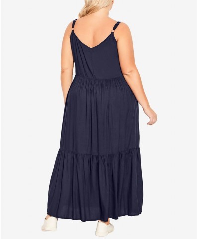 Plus Size Three Tier Dress Blue $28.04 Dresses