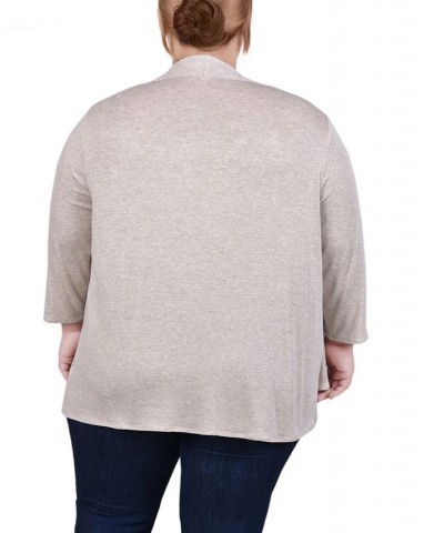 Plus Size Draped Open-Front Cardigan Oatmeal $11.32 Sweaters