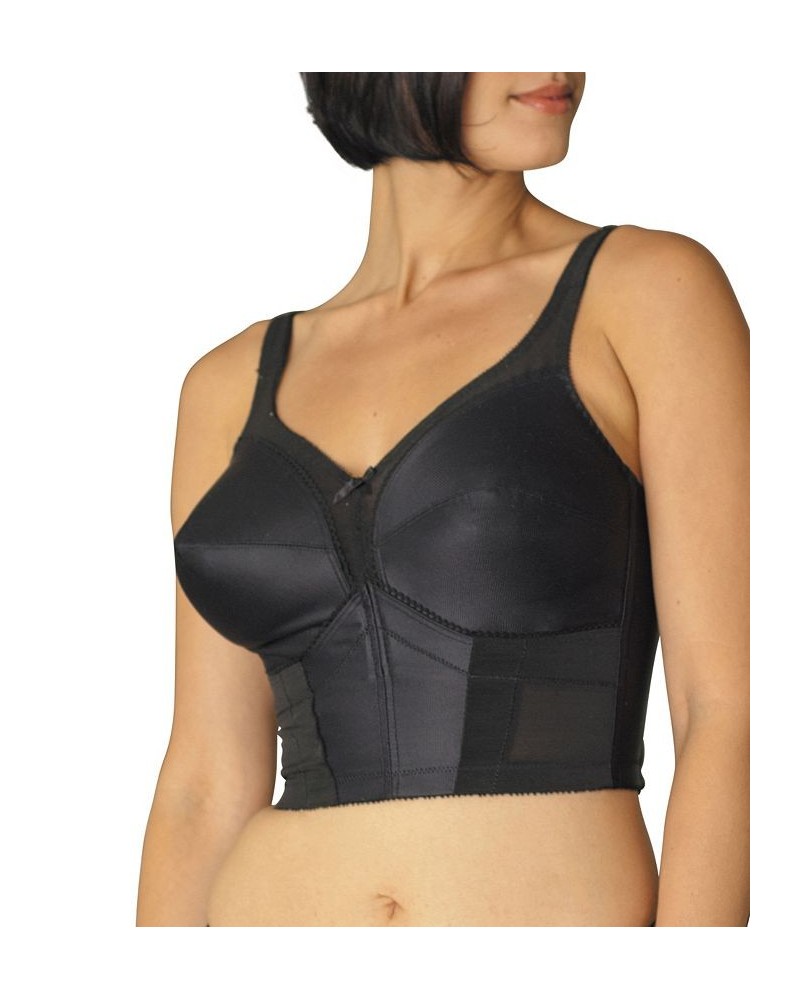 Women's Wireless Longline Corset Bra Black $25.76 Bras