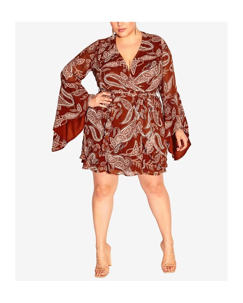 Trendy Plus Size Paisley Mini Dress Ginger Paisley $45.15 Dresses