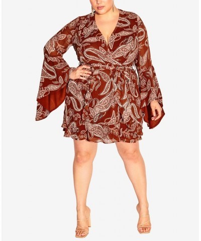 Trendy Plus Size Paisley Mini Dress Ginger Paisley $45.15 Dresses