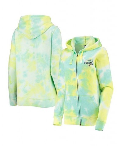 Women's White New England Patriots Ice-Dye Full-Zip Hoodie White $35.87 Sweatshirts