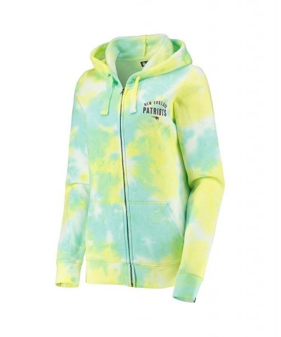 Women's White New England Patriots Ice-Dye Full-Zip Hoodie White $35.87 Sweatshirts