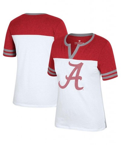 Women's White Crimson Alabama Crimson Tide Frost Yourself Notch Neck T-shirt White, Crimson $24.83 Tops