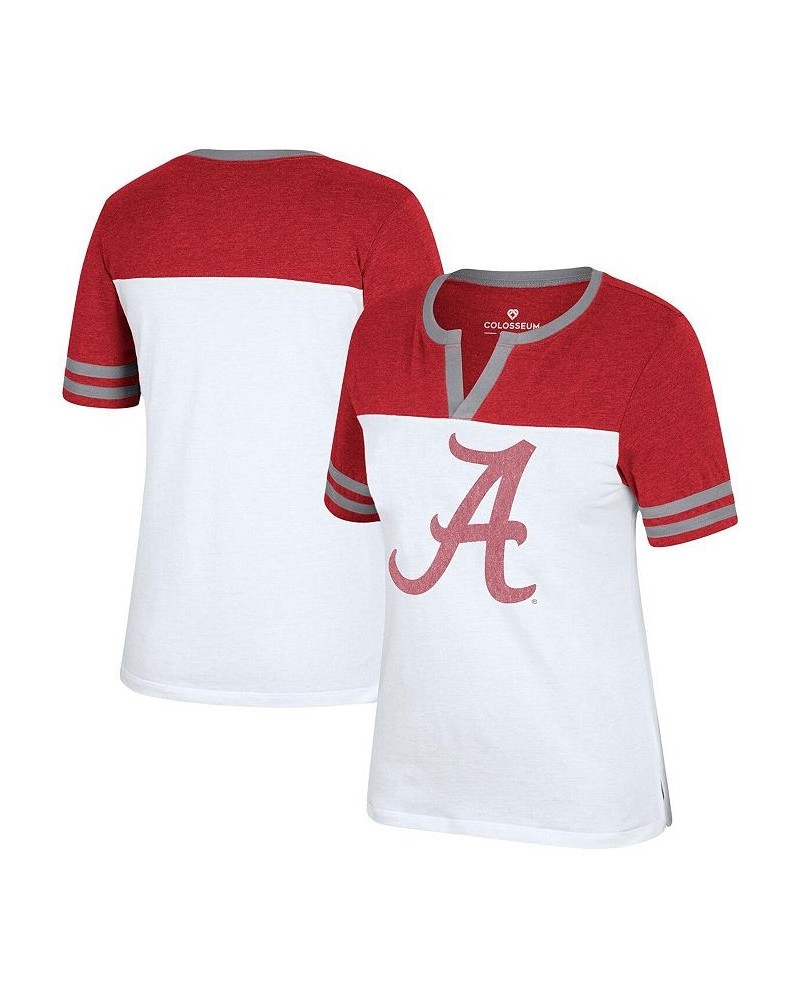 Women's White Crimson Alabama Crimson Tide Frost Yourself Notch Neck T-shirt White, Crimson $24.83 Tops