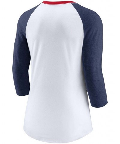 Women's White Heathered Navy Minnesota Twins Color Split Tri-Blend 3/4 Sleeve Raglan T-shirt White $32.99 Tops