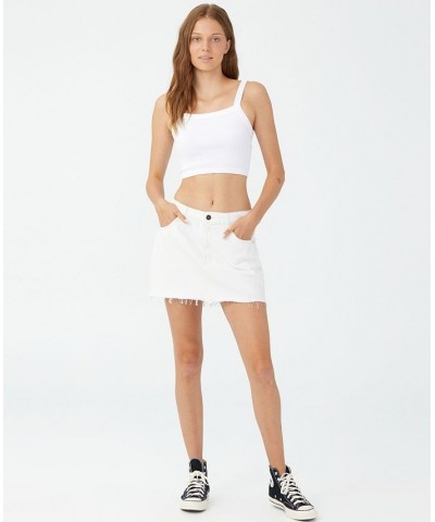 Women's Denim Micro Mini Skirt White $30.79 Skirts