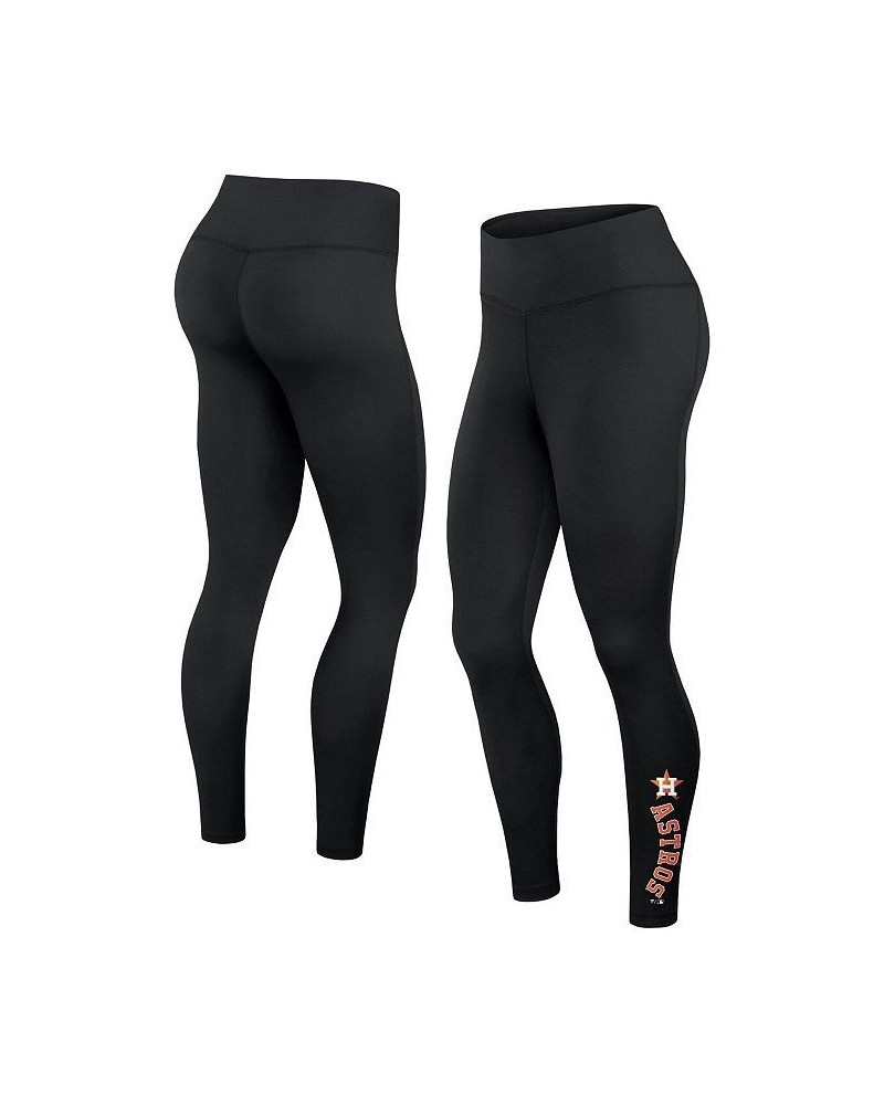 Women's Branded Black Houston Astros Wordmark Stack Leggings Black $18.90 Pants