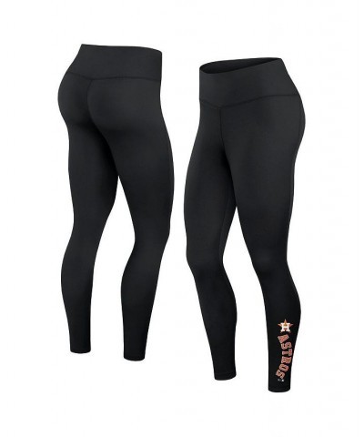 Women's Branded Black Houston Astros Wordmark Stack Leggings Black $18.90 Pants