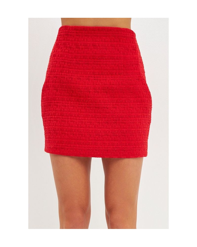 Women's High-waisted Tweed Skirt Red $44.10 Skirts