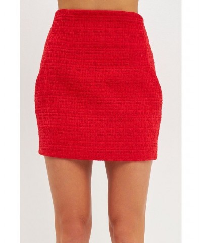 Women's High-waisted Tweed Skirt Red $44.10 Skirts