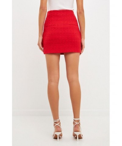 Women's High-waisted Tweed Skirt Red $44.10 Skirts