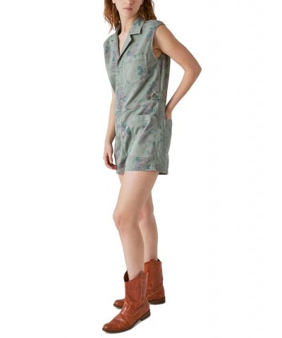 Laura Ashley x Women's Cotton Printed Coverall Romper Spring Green $39.99 Shorts