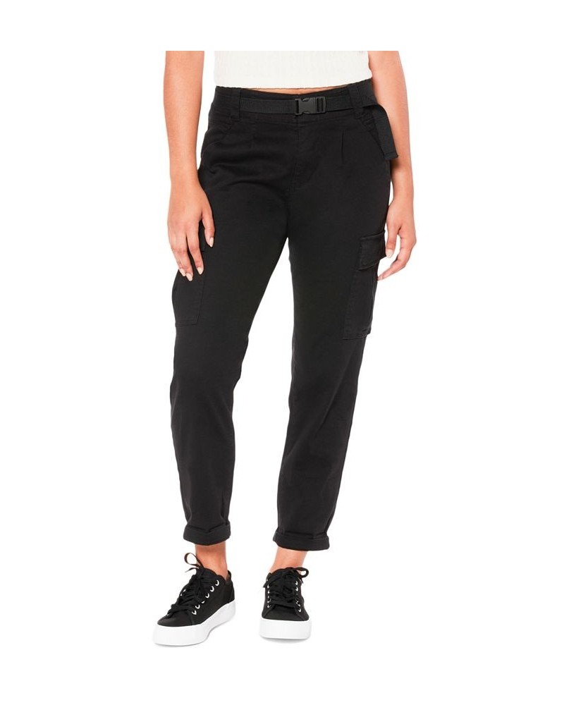 Juniors' Jordana High Rise Belted Cargo Pants Black $18.50 Pants