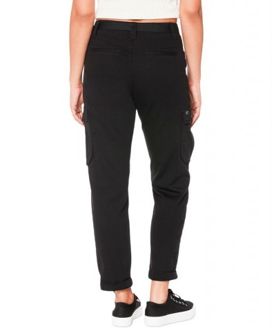 Juniors' Jordana High Rise Belted Cargo Pants Black $18.50 Pants