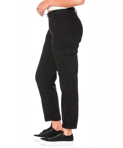 Juniors' Jordana High Rise Belted Cargo Pants Black $18.50 Pants