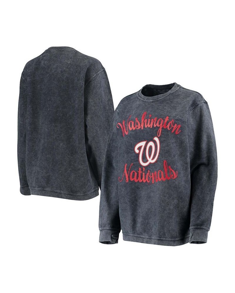 Women's Navy Washington Nationals Script Comfy Cord Pullover Sweatshirt Navy $36.00 Sweatshirts