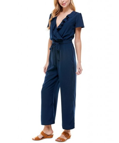 Belted Ruffled Jumpsuit Navy $24.01 Pants