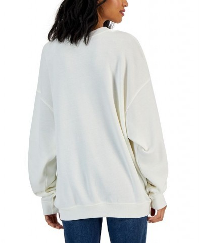 Juniors' Happy Daze Crewneck Pullover White $15.59 Tops