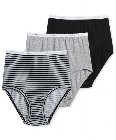 Classics Brief Underwear 3 Pack 9482 Grey Heather/Simple Stripe/Black $11.76 Panty