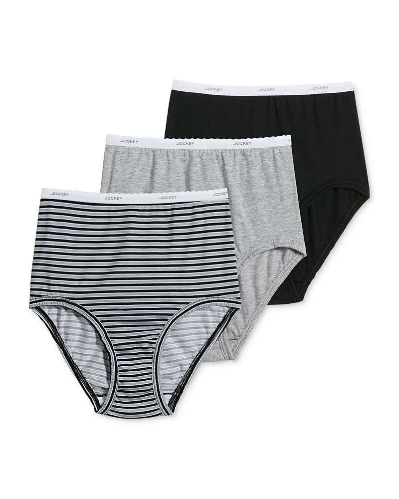 Classics Brief Underwear 3 Pack 9482 Grey Heather/Simple Stripe/Black $11.76 Panty