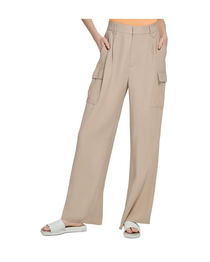 Women's High-Rise Wide-Leg Pants Safari Khaki $49.98 Pants