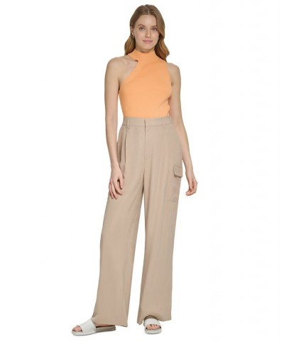 Women's High-Rise Wide-Leg Pants Safari Khaki $49.98 Pants