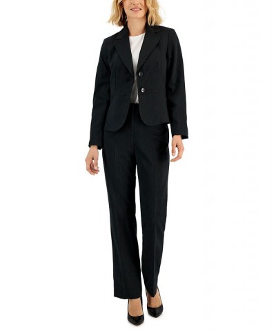 Women's Two-Button Pinstriped Pantsuit Regular & Petite Black $45.00 Suits