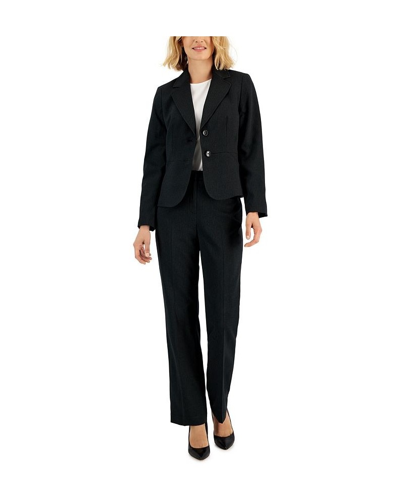 Women's Two-Button Pinstriped Pantsuit Regular & Petite Black $45.00 Suits