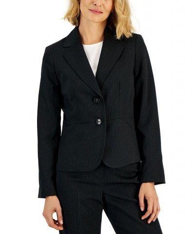 Women's Two-Button Pinstriped Pantsuit Regular & Petite Black $45.00 Suits