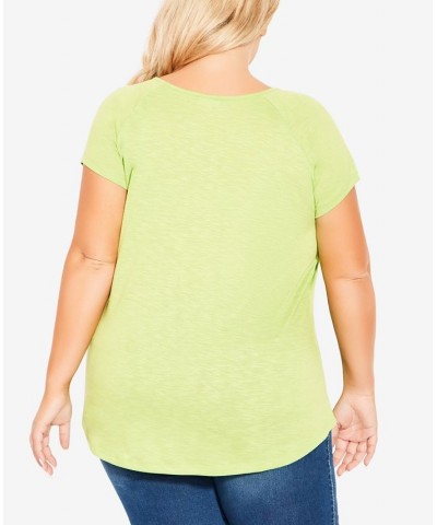 Plus Size 3 Bar V-neck Top Lime Green $29.40 Tops